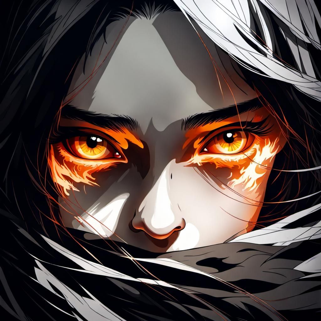 Brooding Portrait with Fire Reflection