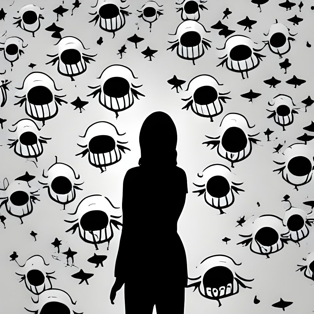 Lonely Woman Surrounded by Aliens