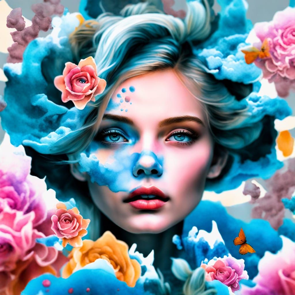 Watercolor Collage with Ink in Academic Style