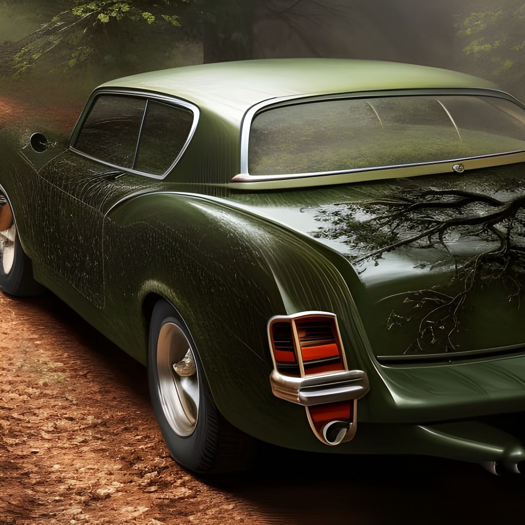 Tree Growing Through Car: Oil Painting