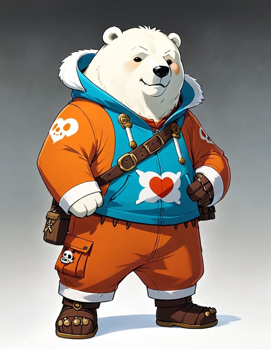 Mysterious Pirate Navigator: Polar Bear Mink in Orange Jumps...
