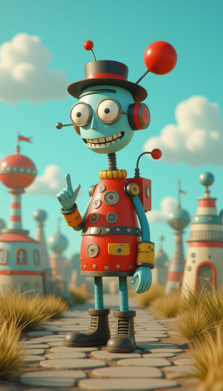 Magical Futurama Concept Art in Primitivism Style