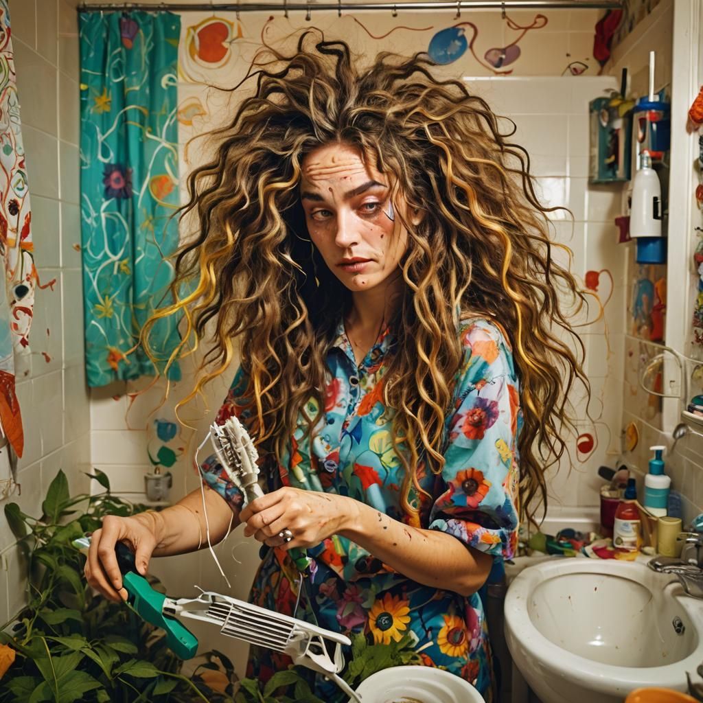 Surreal Haircut in Style of Abstract Expressionism