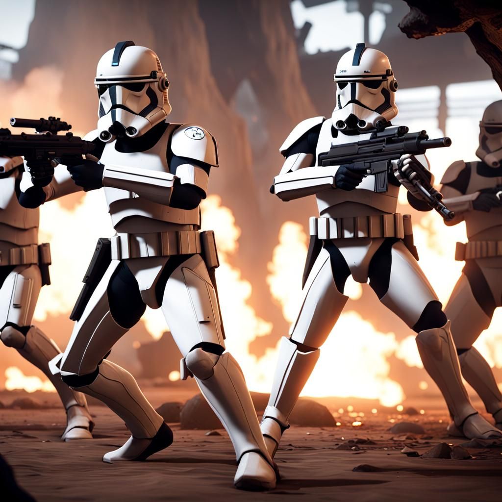 Clone Troopers Battle a Werewolf in 3D