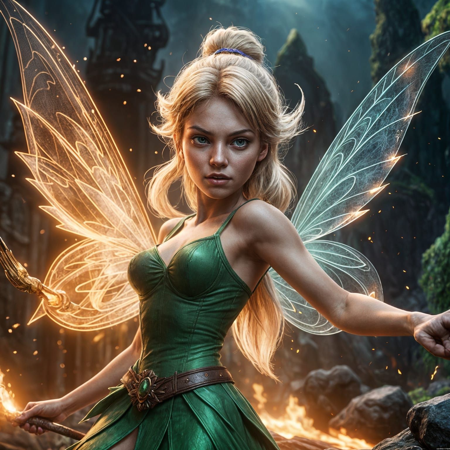 Fantastical Tinkerbell in Epic Battle Disguise