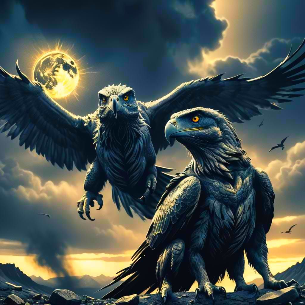 Dramatic Charcoal Drawing of Alpha, Omega, and Hope