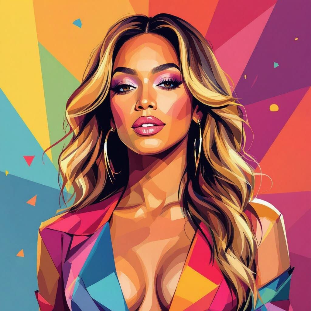 Vibrant WPAP Portrait of Beyonce
