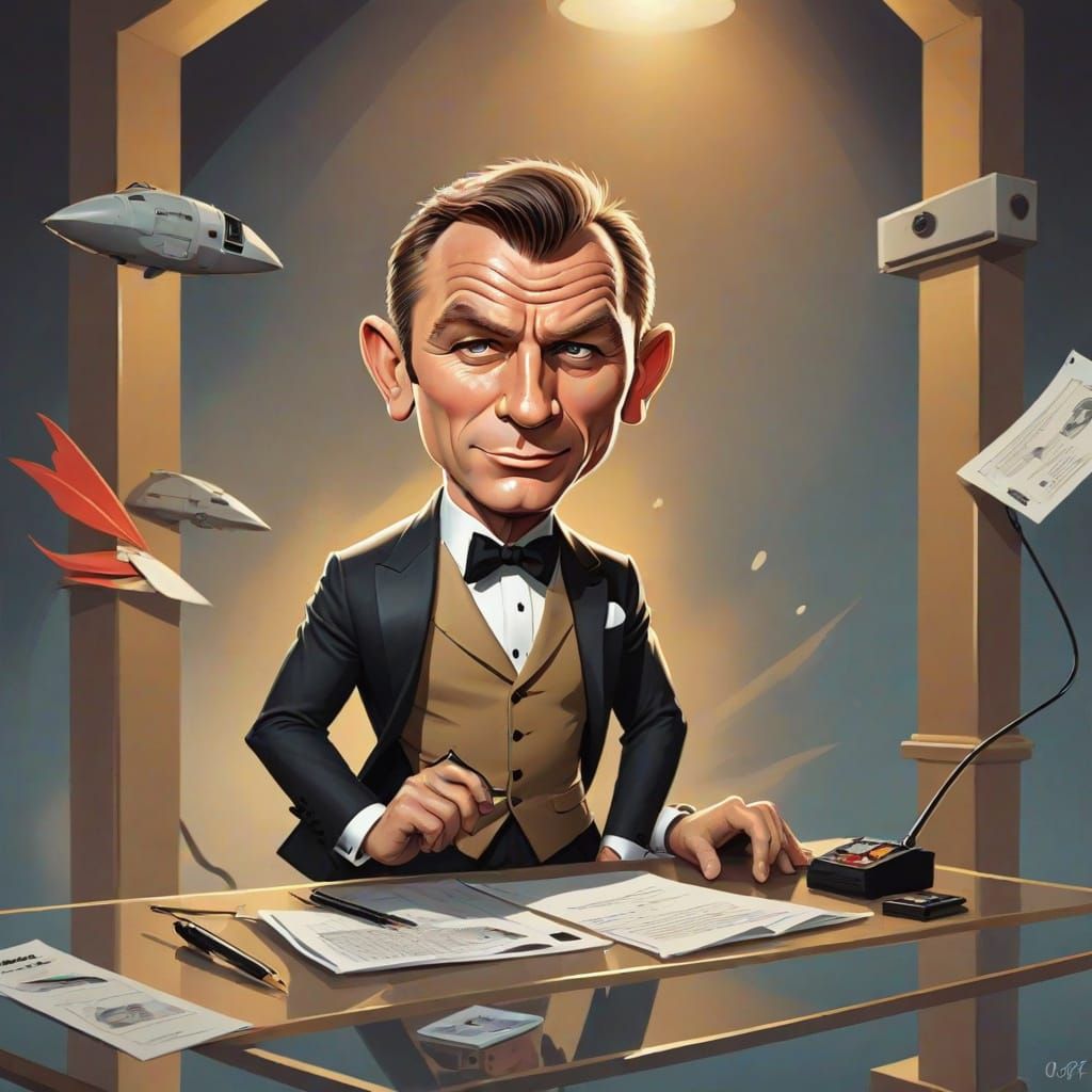 Funny Caricature of James Bond 007