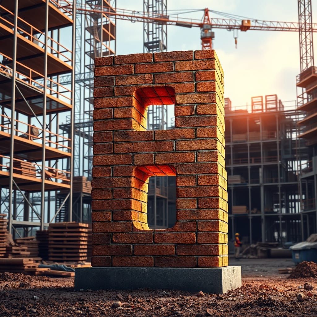 Majestic Brick Number 8 Amidst Industrial Construction Site
