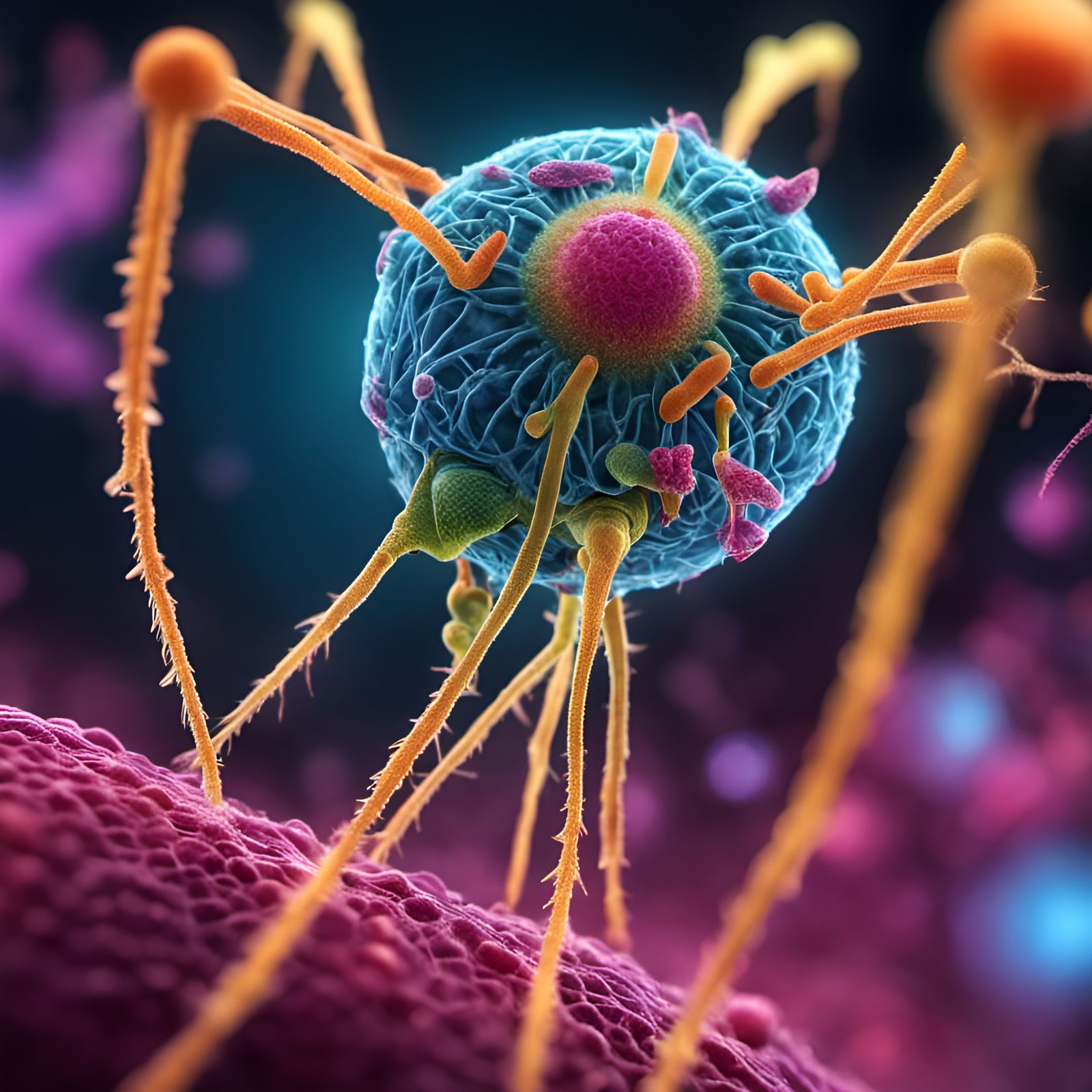 Photorealistic Microscopic View of Phages in Bizarre Style