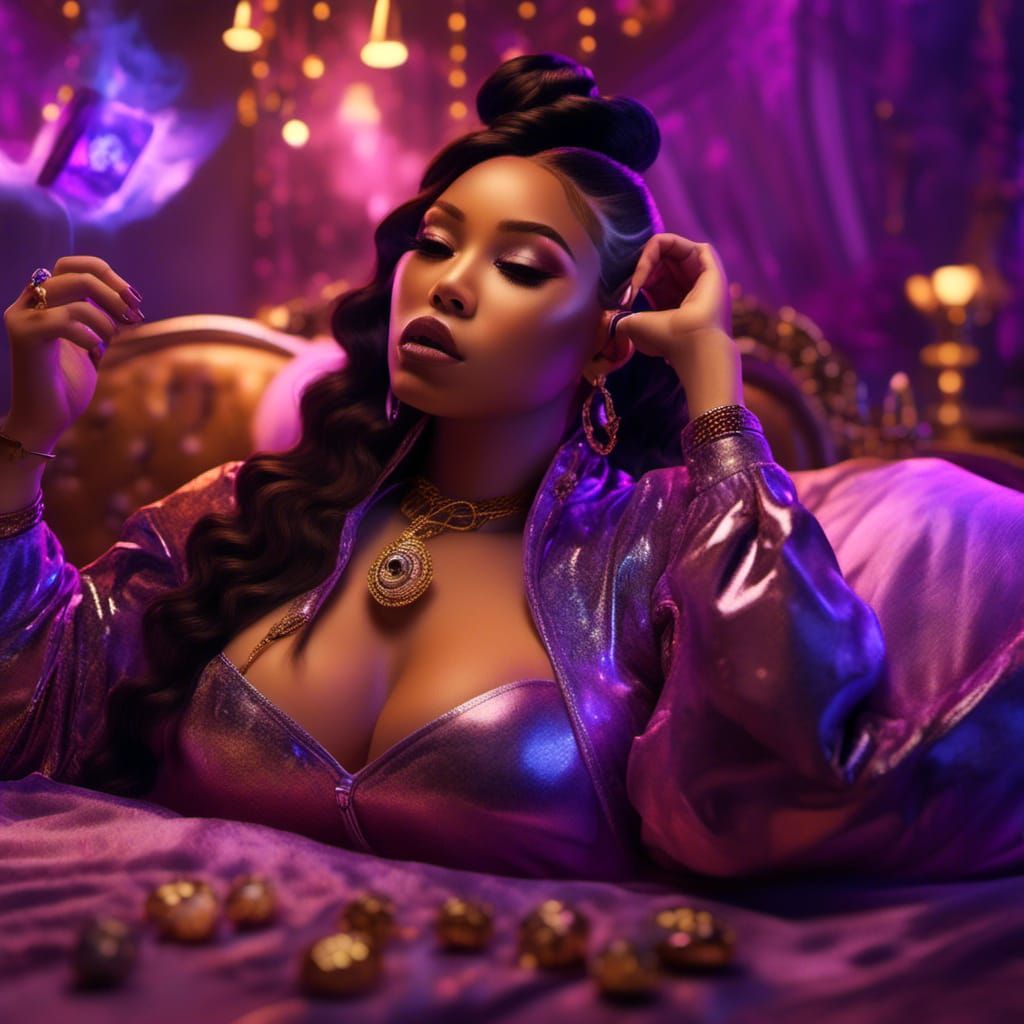 Hyperrealistic Portrait of a Blasian Woman in Luxury