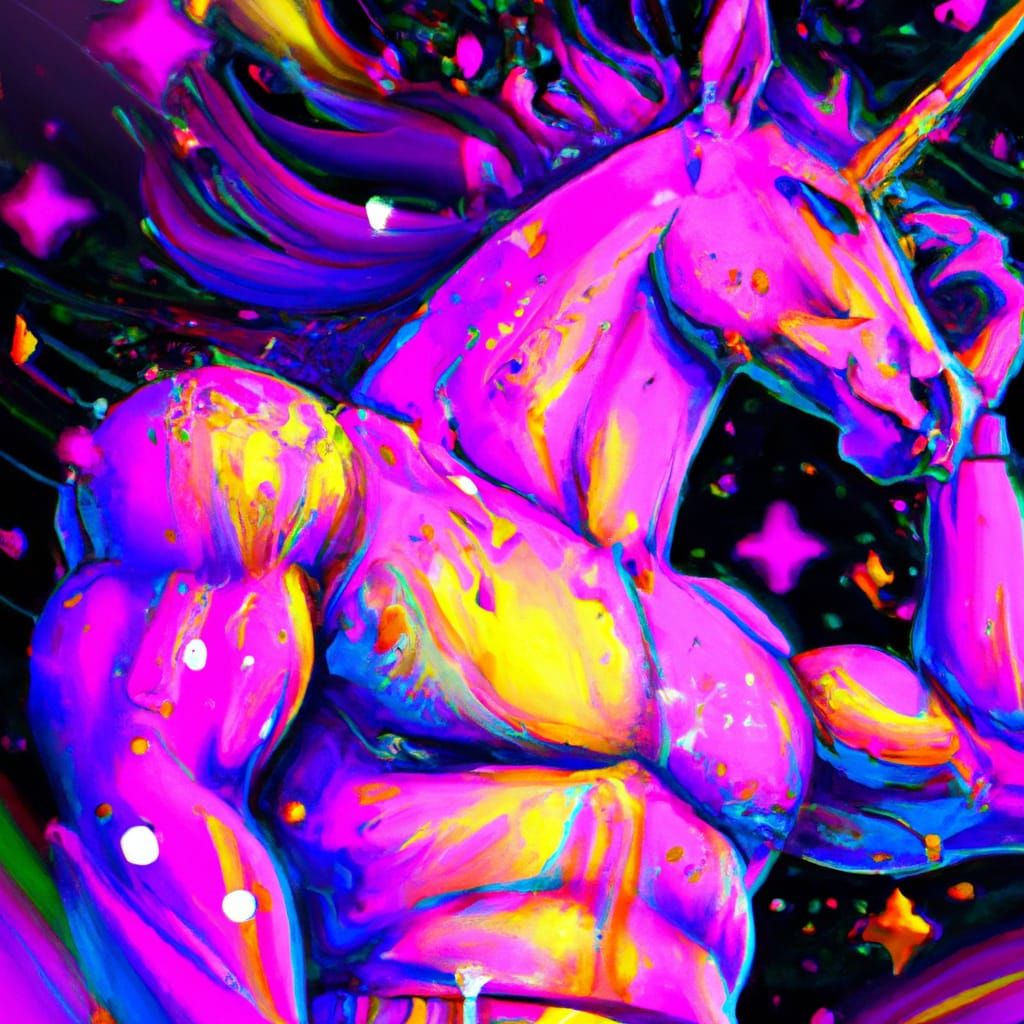 Neon Unicorn Man in Pop Art Style