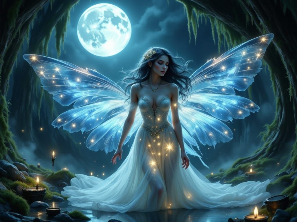 Moon Maiden in Grotto with Stardust Tears