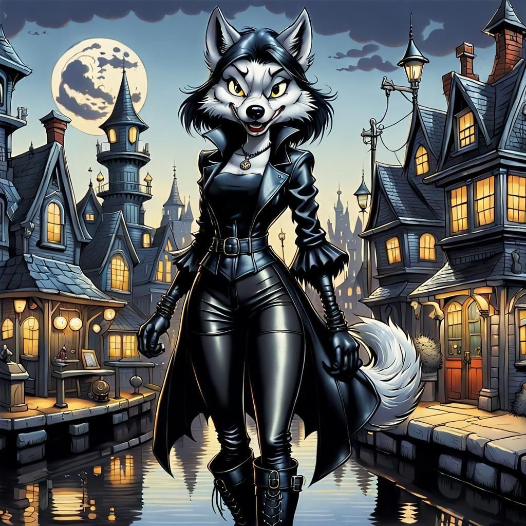 Wolf-Girl in Goth Style, Don Rosa Comic Art