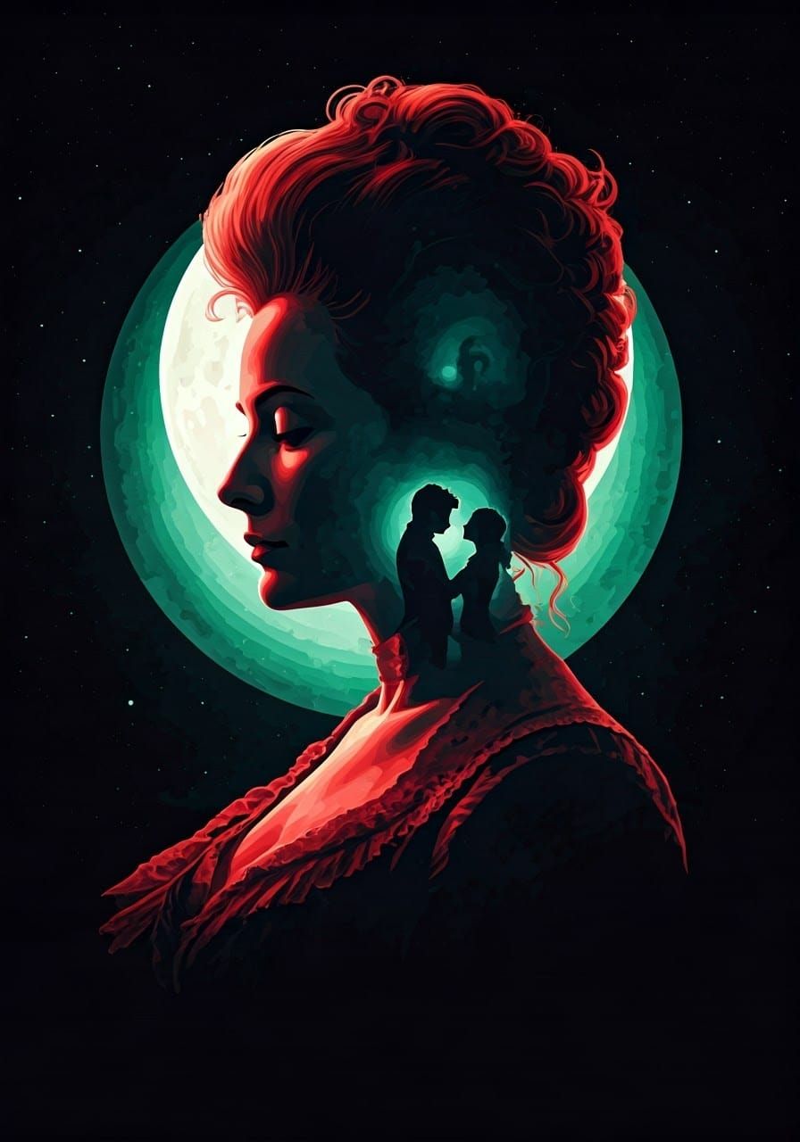 Madame de Pompadour Silhouette in Alien Landscape