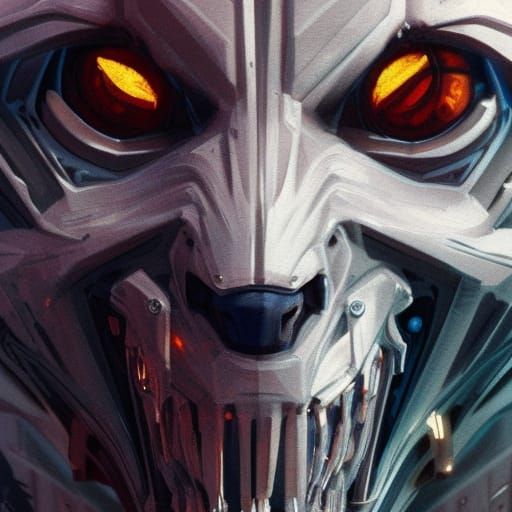 Cyborg Werewolf Animatronic Portrait in Hyperdetailed Style