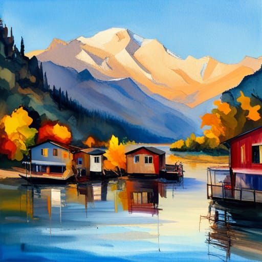 Houseboat Community on the Columbia River