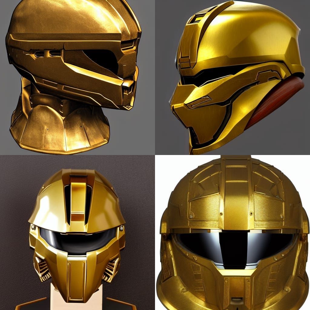 Ornate Golden Halo Spartan Helmet