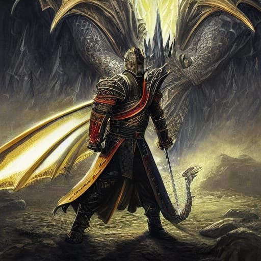 Epic Knight Battles Fiery Dragon in Dark Cave