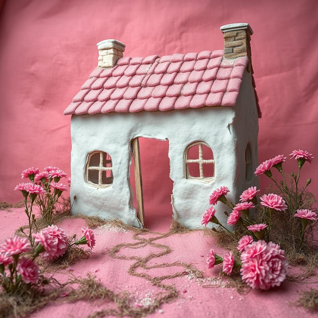 Withered Pink Cottage in Pastel Void