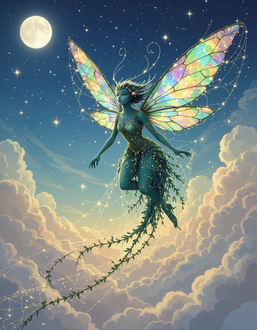 Chrysocolla Creature with Goldvein Cobweb Prismatic Spectral...