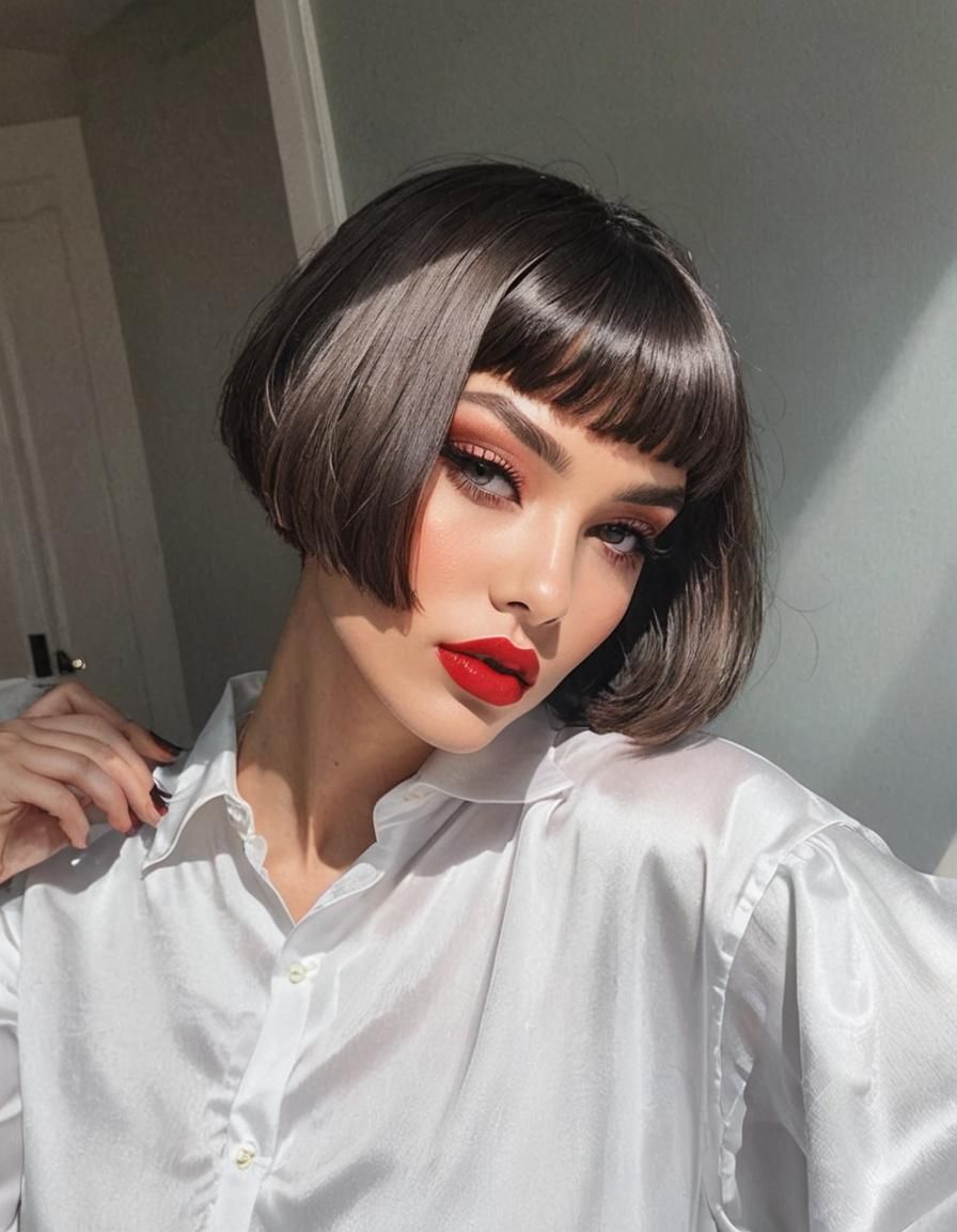 Striking Bob Hairstyle with Dramatic Makeup