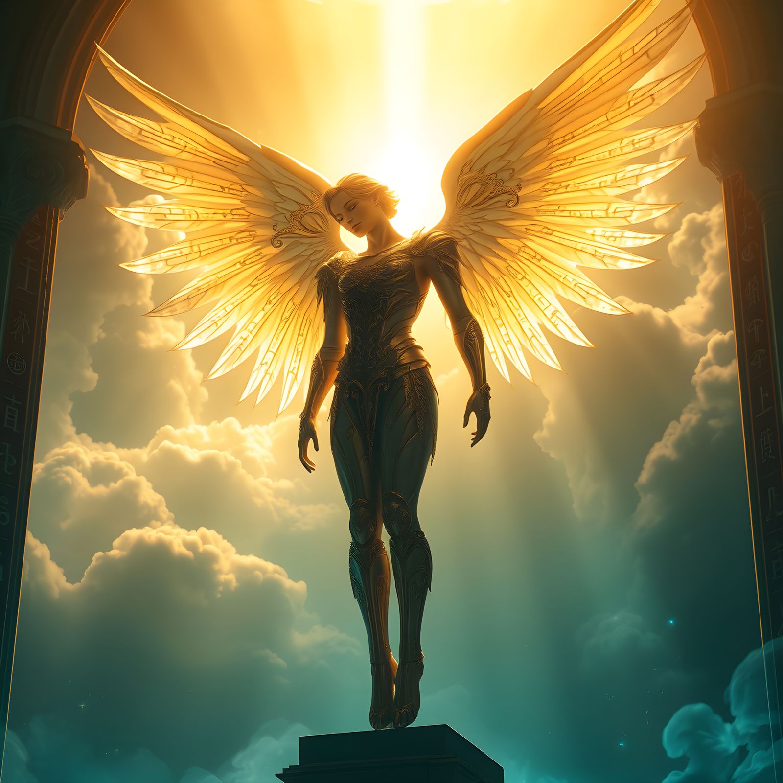 Angelic Illumination: A Detailed Fantasy Concept Art