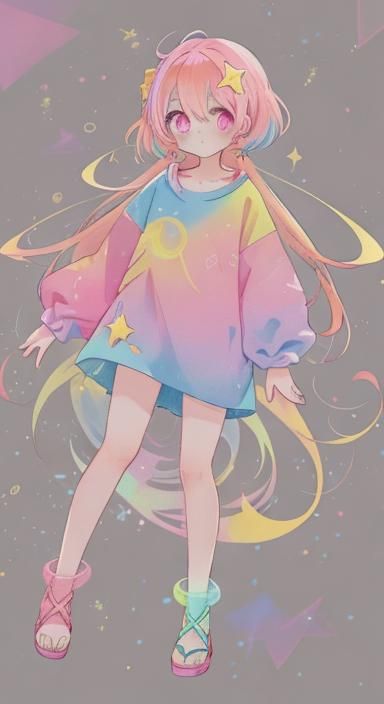 a anime girl pastel-colored