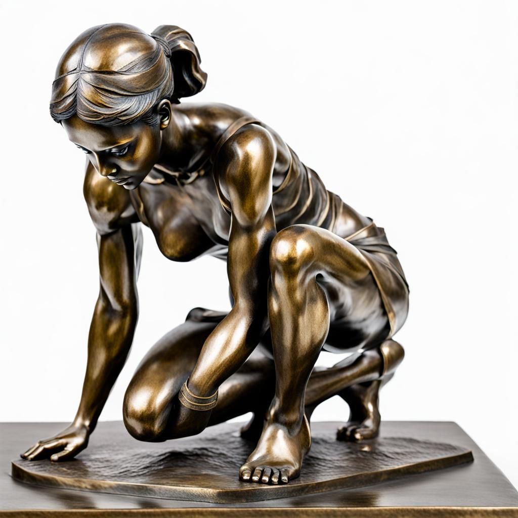 Bronze Statue of Crouching Woman: Strength and Vulnerability