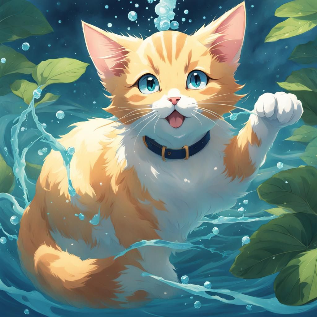 Anime Cat with Water Powers