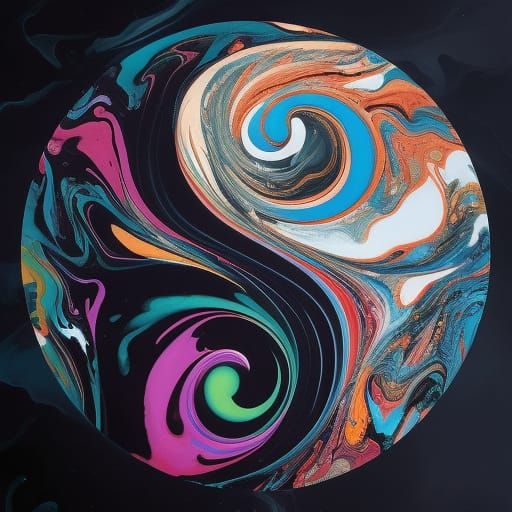 Elemental Yin Yang: Hyperdetailed Gouache Illustration