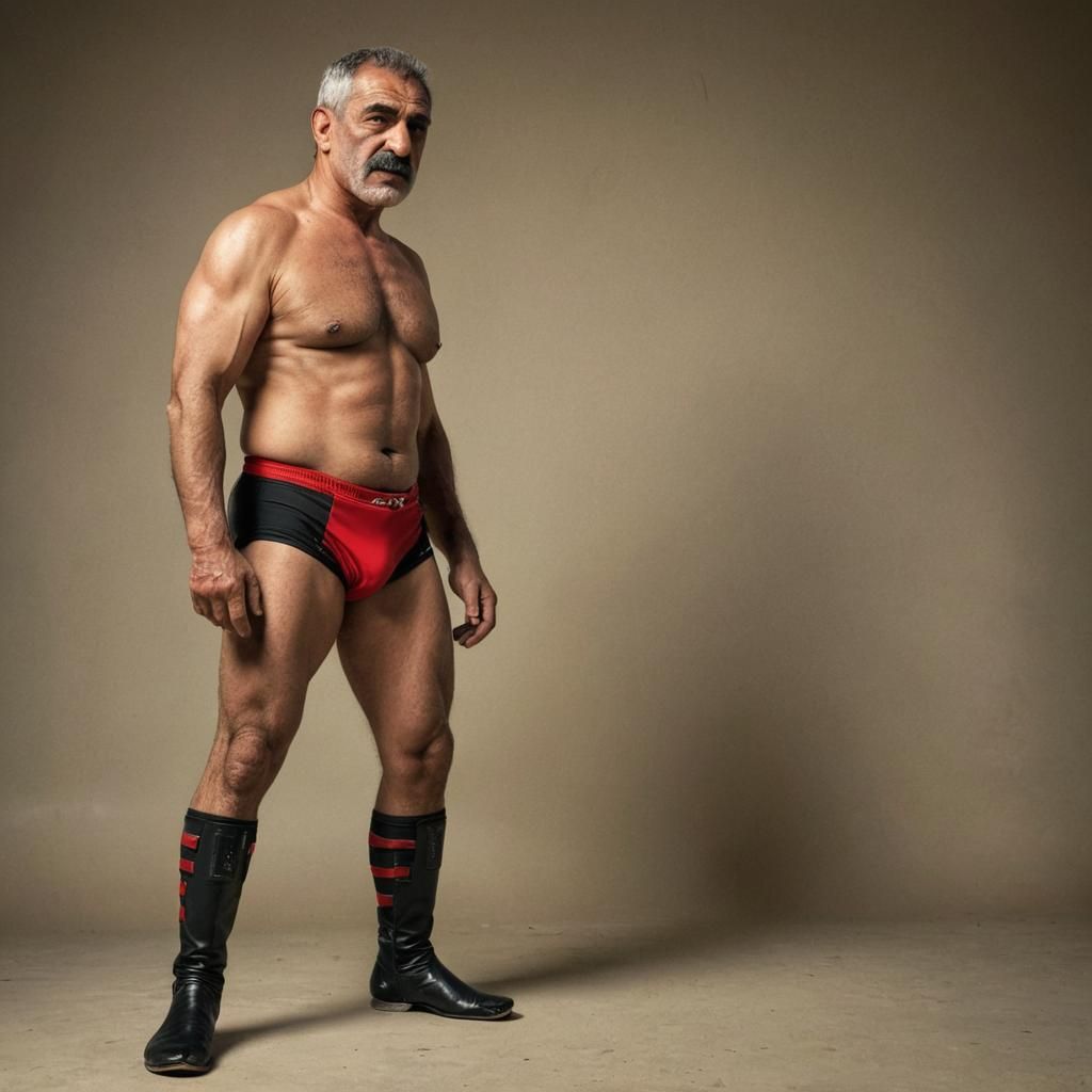 Iraqi Wrestler Poses Defiantly in Sports Photography