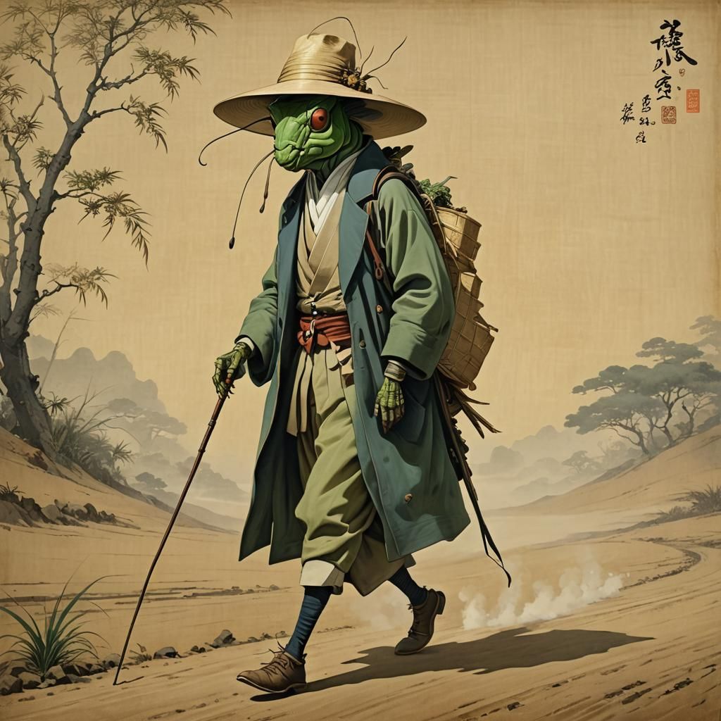 Grasshopper Gentleman in Edo Period Style