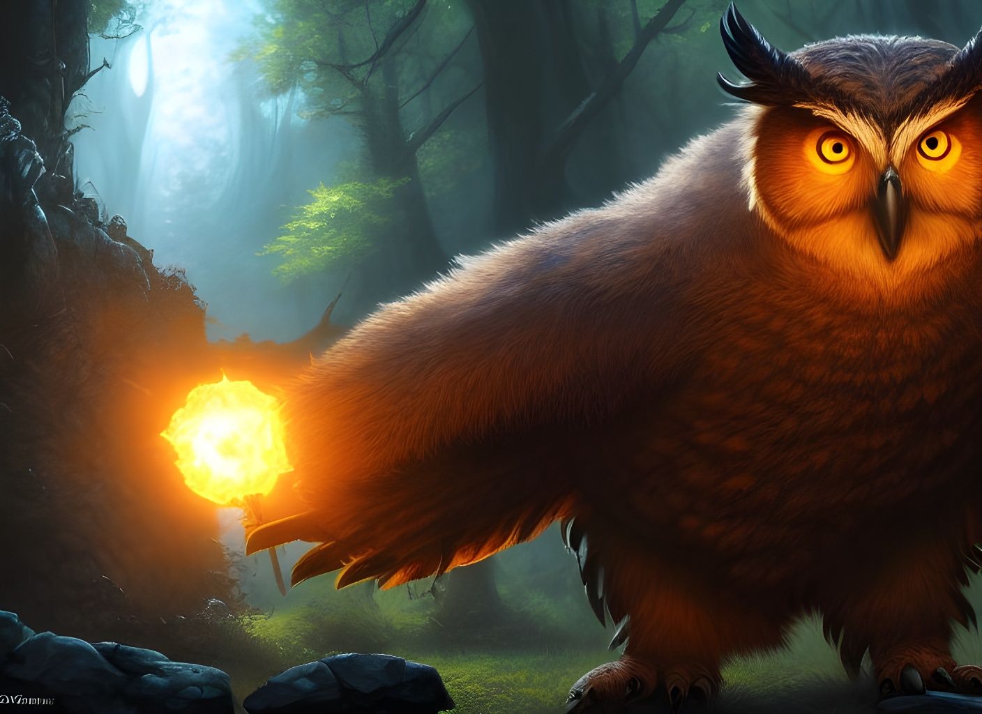 Gigantic Owlbear Monster in Ultra Detailed Fantasy Art