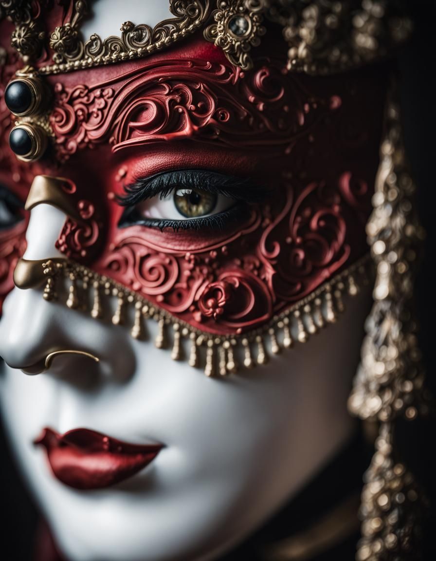 Victorian Mask Close-Up in Hyperrealistic Style