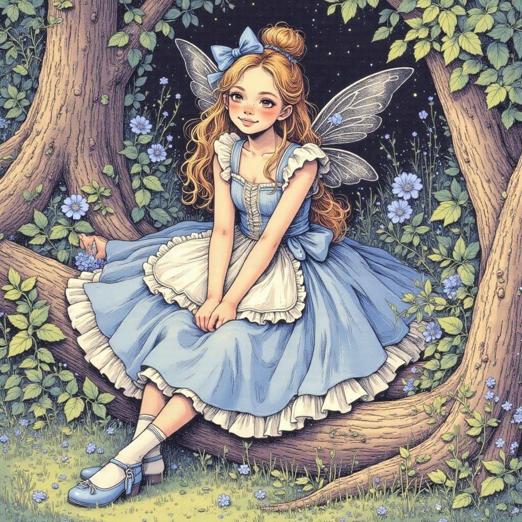 Whimsical Digital Fairy in Enchanted Wonderland