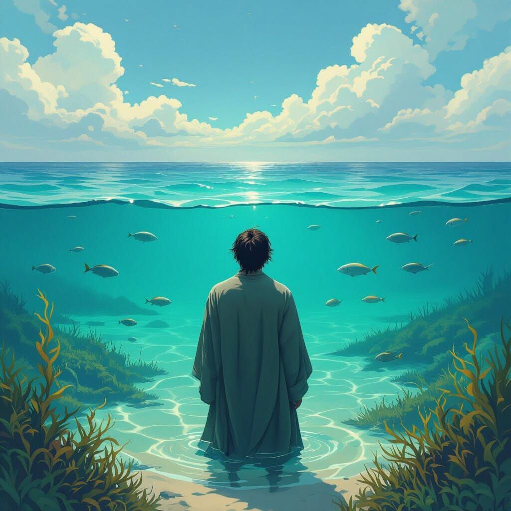 Ocean Contemplation in James Jean Style