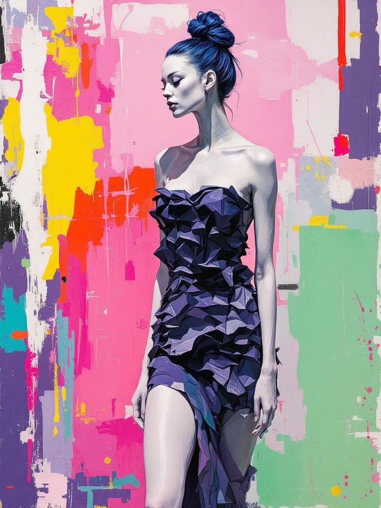 Figurative Portrait with Neo-Expressionist Chaos