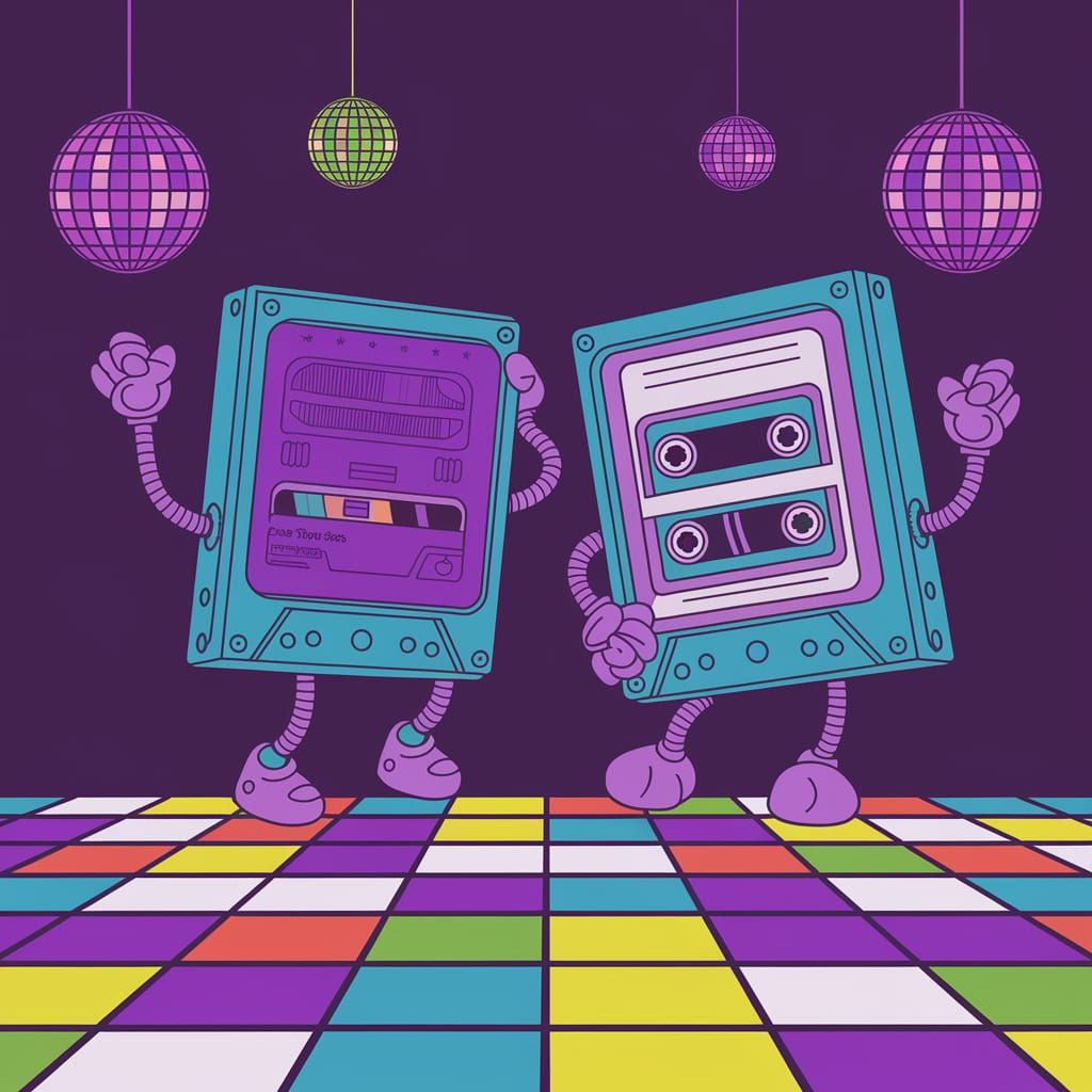 Retro Cartoon Robots Dance the Disco