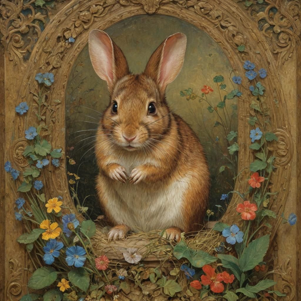 Mouse and Rabbit as Oil Painting