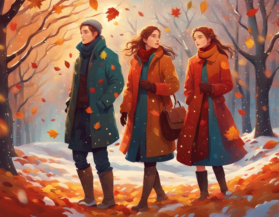 Four Seasons Figures in Rich Oil Painting Style
