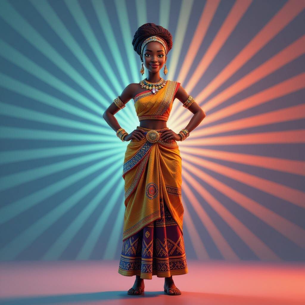 Proud African Heroine in 3D Digital Art