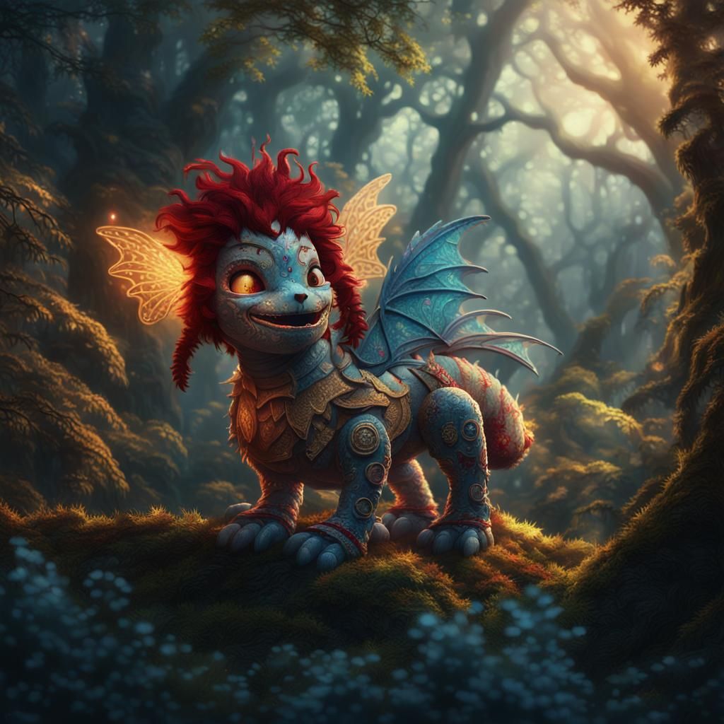 Raggedy Ann Dragon in Mystical Forest