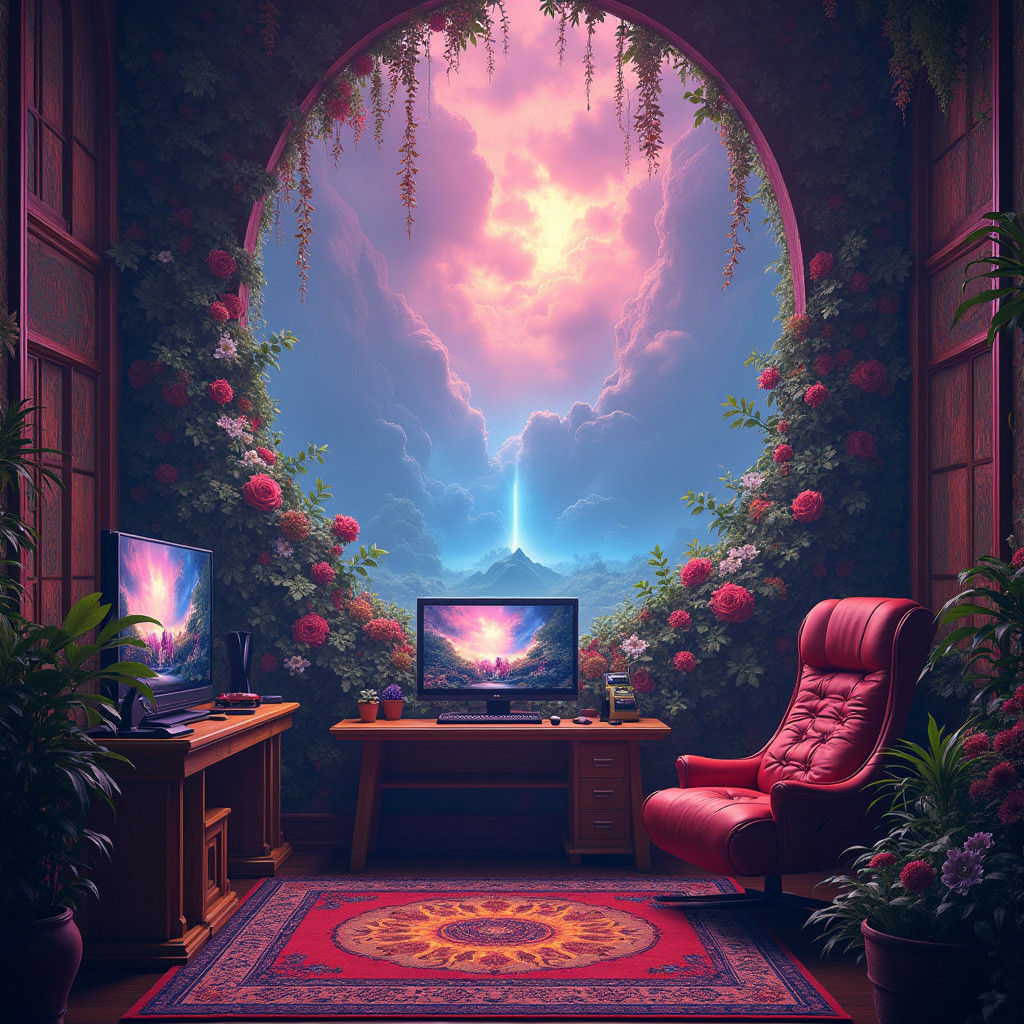 Surreal Gaming Room Inspired by Beksiński and Stalenhag