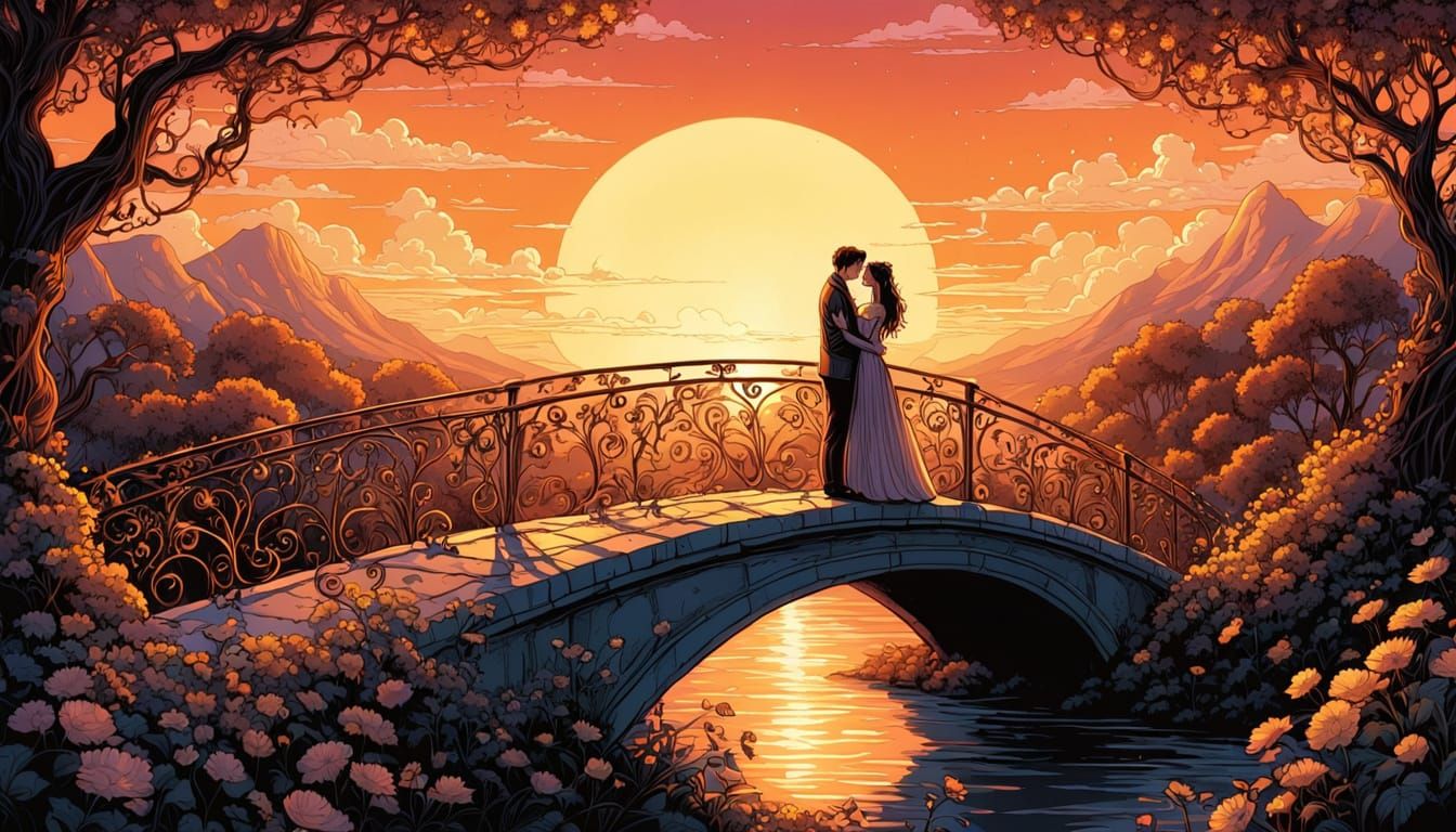 Whimsical Bridge of Love Illuminated by Fairy Lights