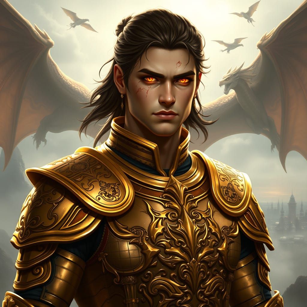 Majestic Emperor Caelum Reman in Golden Armor, Tamriel Lands...