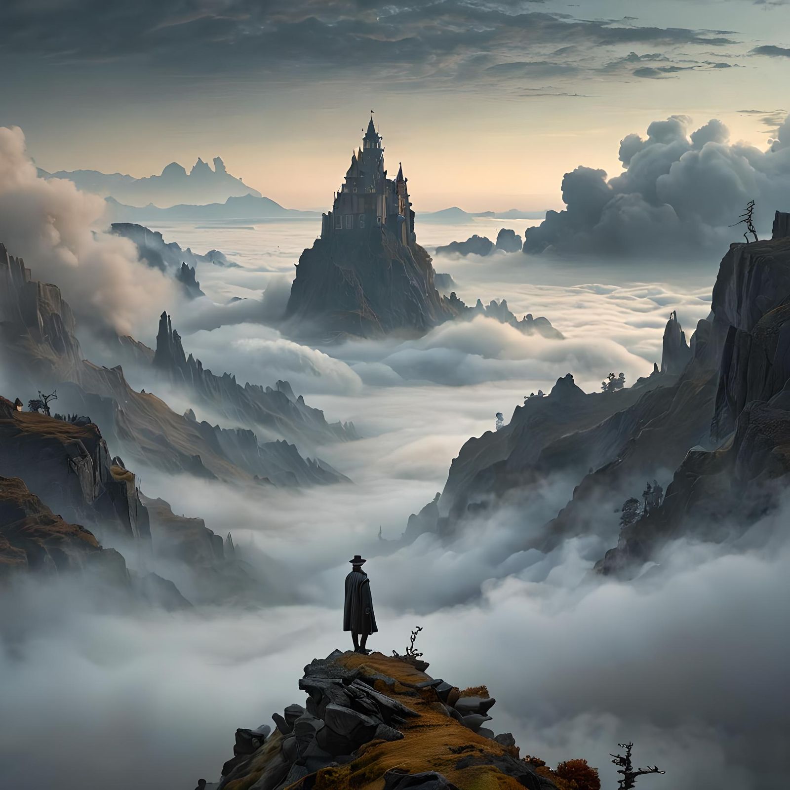 Surrealist Reinterpretation of The Wanderer Above the Sea of...