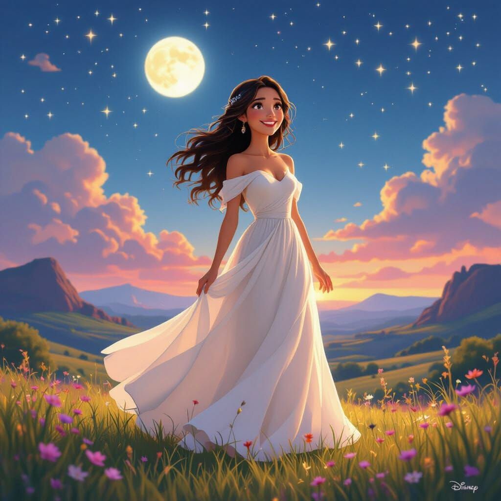 Sarah's Joyful Relief Under Ethereal Moonlight