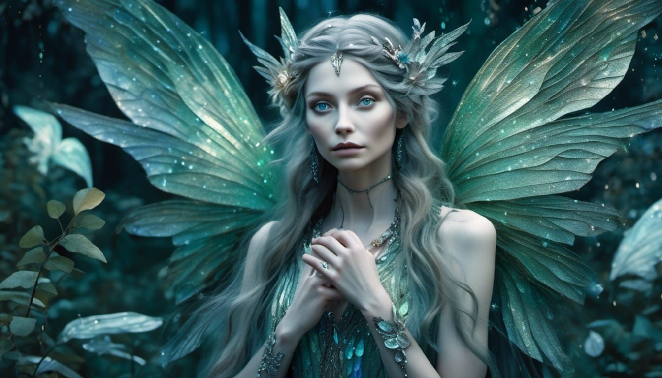 Iridescent Fairy in Mystical Forest