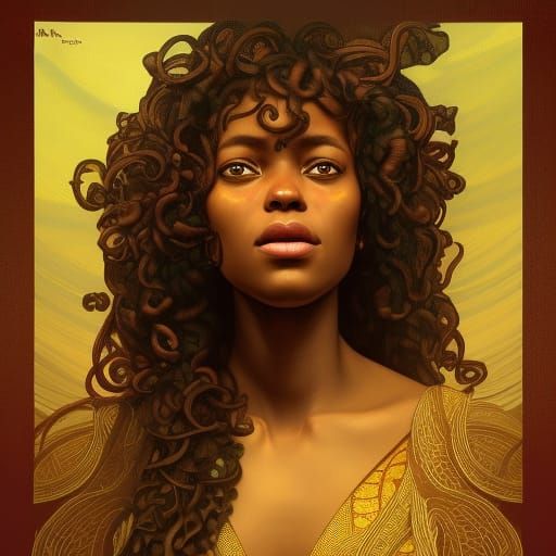 Radiant African Goddess Portrait with Dynamic Lighting